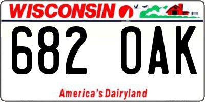 WI license plate 682OAK