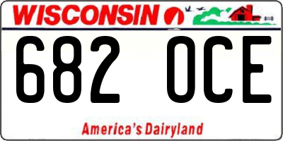 WI license plate 682OCE