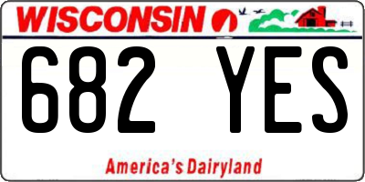 WI license plate 682YES