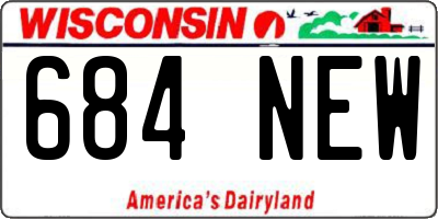 WI license plate 684NEW