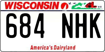 WI license plate 684NHK