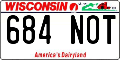 WI license plate 684NOT