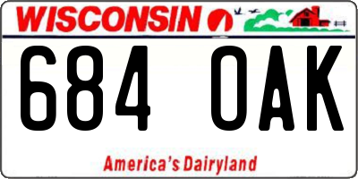 WI license plate 684OAK