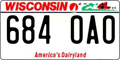 WI license plate 684OAO