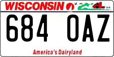 WI license plate 684OAZ