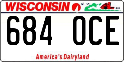 WI license plate 684OCE