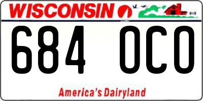 WI license plate 684OCO