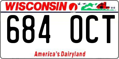 WI license plate 684OCT