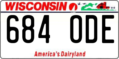 WI license plate 684ODE
