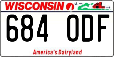 WI license plate 684ODF