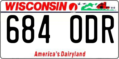 WI license plate 684ODR