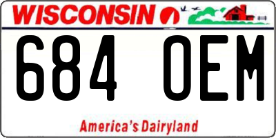WI license plate 684OEM