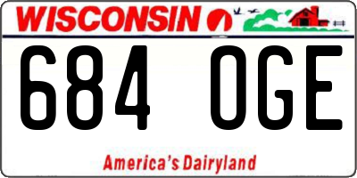 WI license plate 684OGE