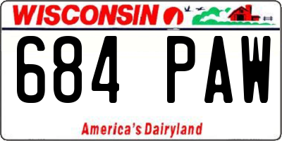 WI license plate 684PAW