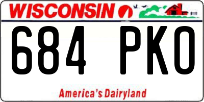 WI license plate 684PKO
