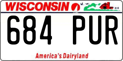 WI license plate 684PUR
