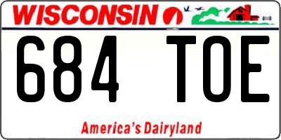 WI license plate 684TOE