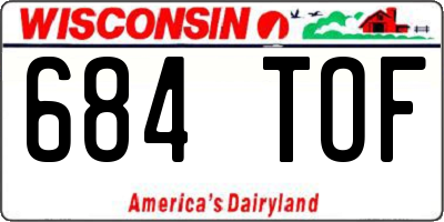 WI license plate 684TOF