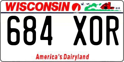 WI license plate 684XOR