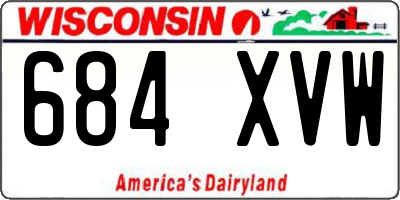 WI license plate 684XVW