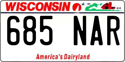 WI license plate 685NAR