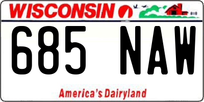 WI license plate 685NAW