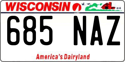 WI license plate 685NAZ
