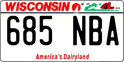 WI license plate 685NBA