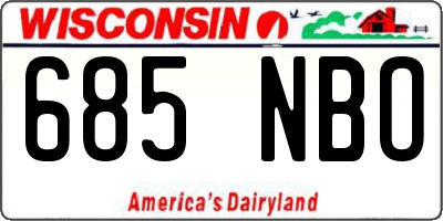 WI license plate 685NBO