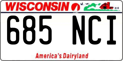 WI license plate 685NCI