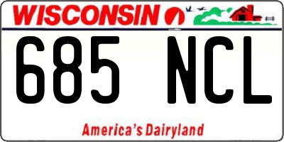 WI license plate 685NCL