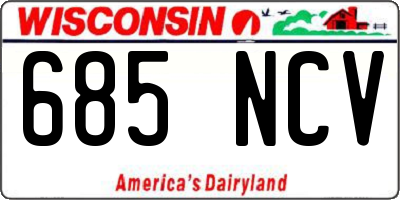WI license plate 685NCV