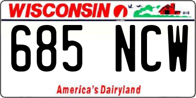 WI license plate 685NCW
