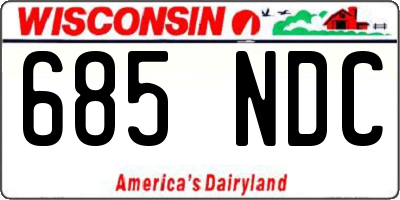 WI license plate 685NDC