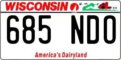 WI license plate 685NDO