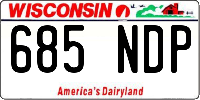 WI license plate 685NDP