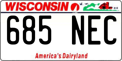 WI license plate 685NEC