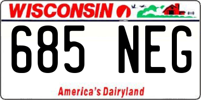 WI license plate 685NEG