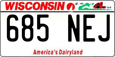 WI license plate 685NEJ