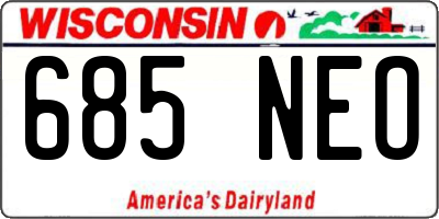 WI license plate 685NEO