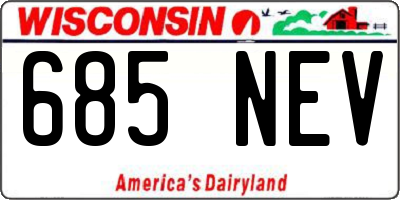 WI license plate 685NEV