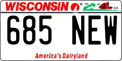WI license plate 685NEW