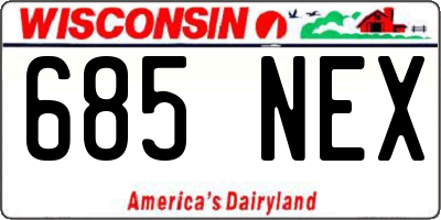 WI license plate 685NEX