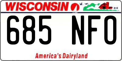 WI license plate 685NFO