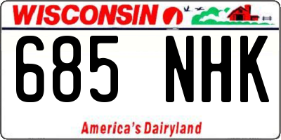 WI license plate 685NHK