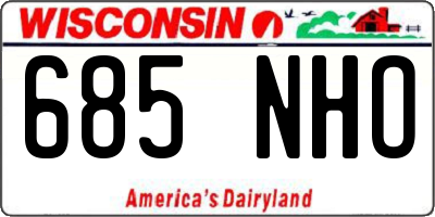 WI license plate 685NHO