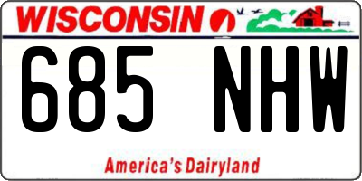 WI license plate 685NHW