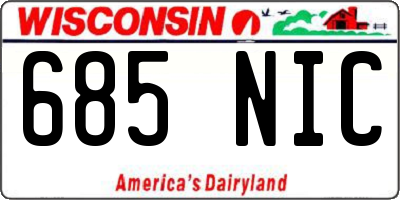 WI license plate 685NIC