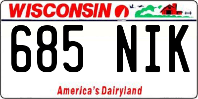 WI license plate 685NIK