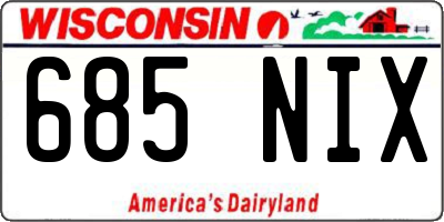 WI license plate 685NIX